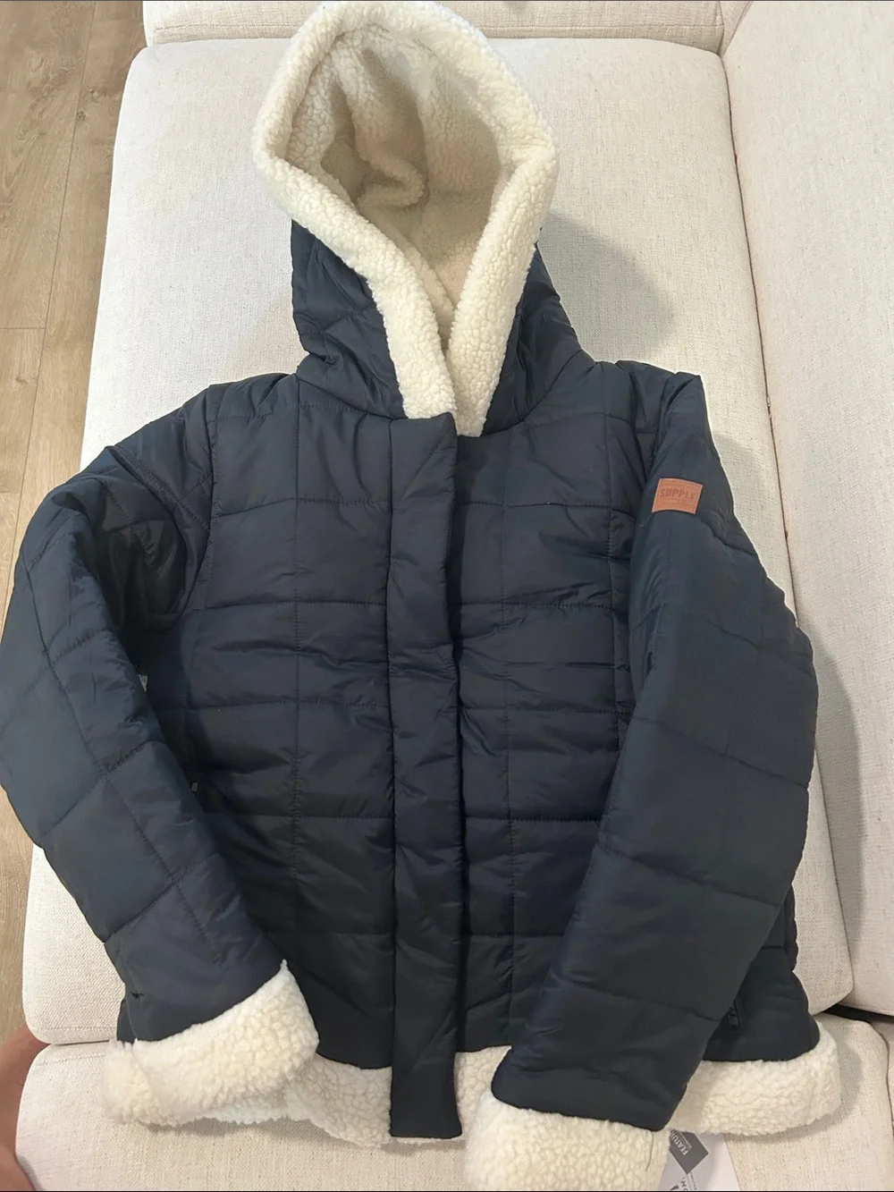 LONDON FOG Girls Heavyweight Sherpa jacket, Black, Large 14-16, NWT